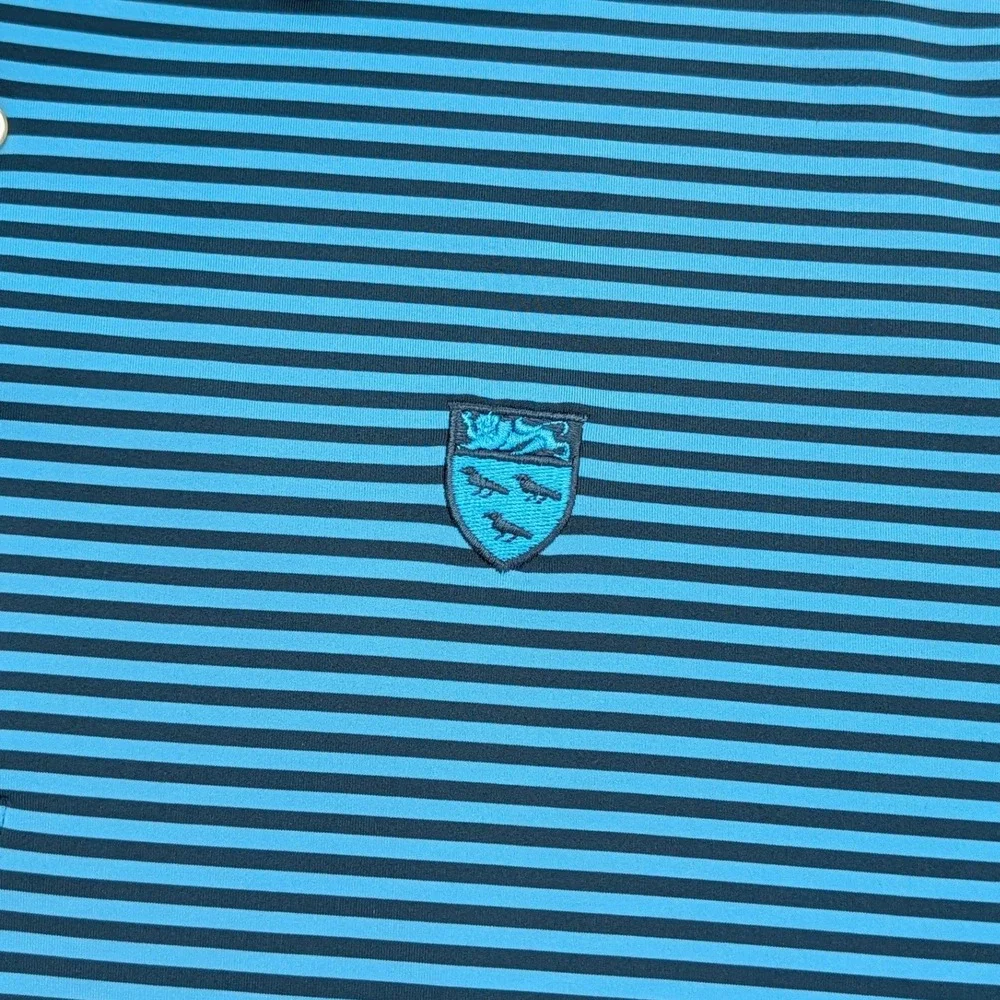 Peter Millar Summer Comfort Polo XL Blue Teal Stripe Golf Performance